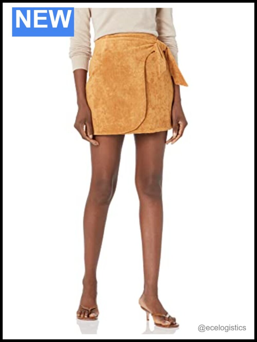 Polyester Spandex Wrap Mini Skirt High Rise Button Closure